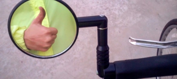 My Mirrycle MTB Bar End Mountain Bicycle Mirror mounted on my hybrid.