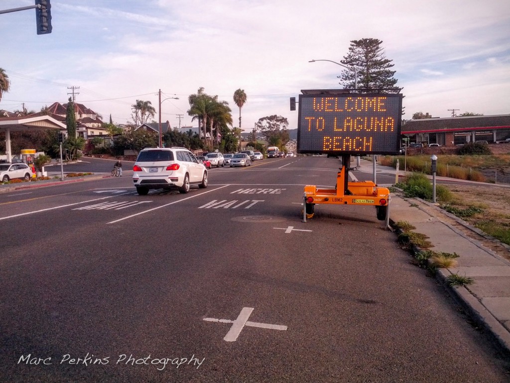 A sign on the Pacific Coast Highway in Laguna Beach saying "Welcome to Laguna Beach", seen on December 24, 2015.