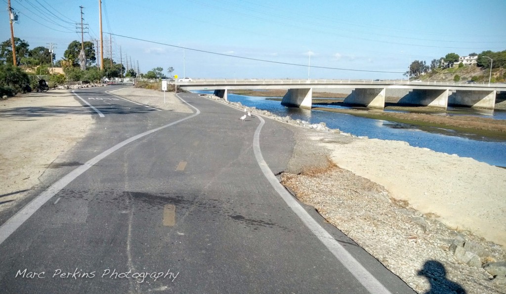 The Victoria/Hamilton entrance to the Santa Ana River Trail, seen from the south. 