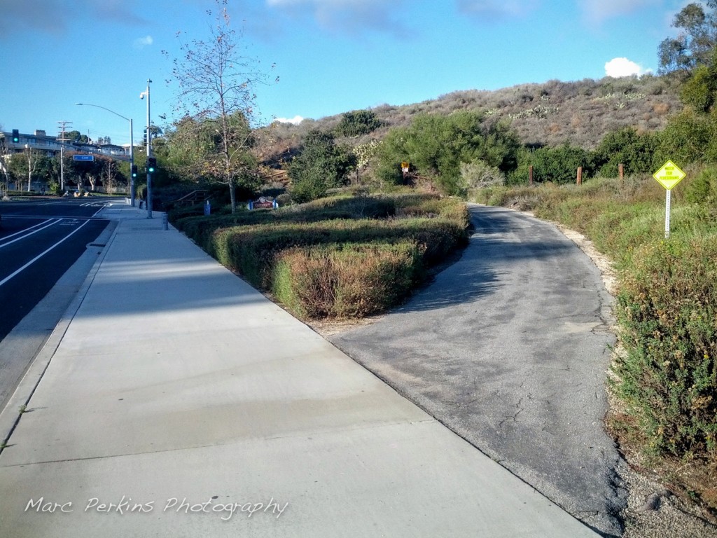 The entrance to Castaways Park off of Dover Drive near PCH.