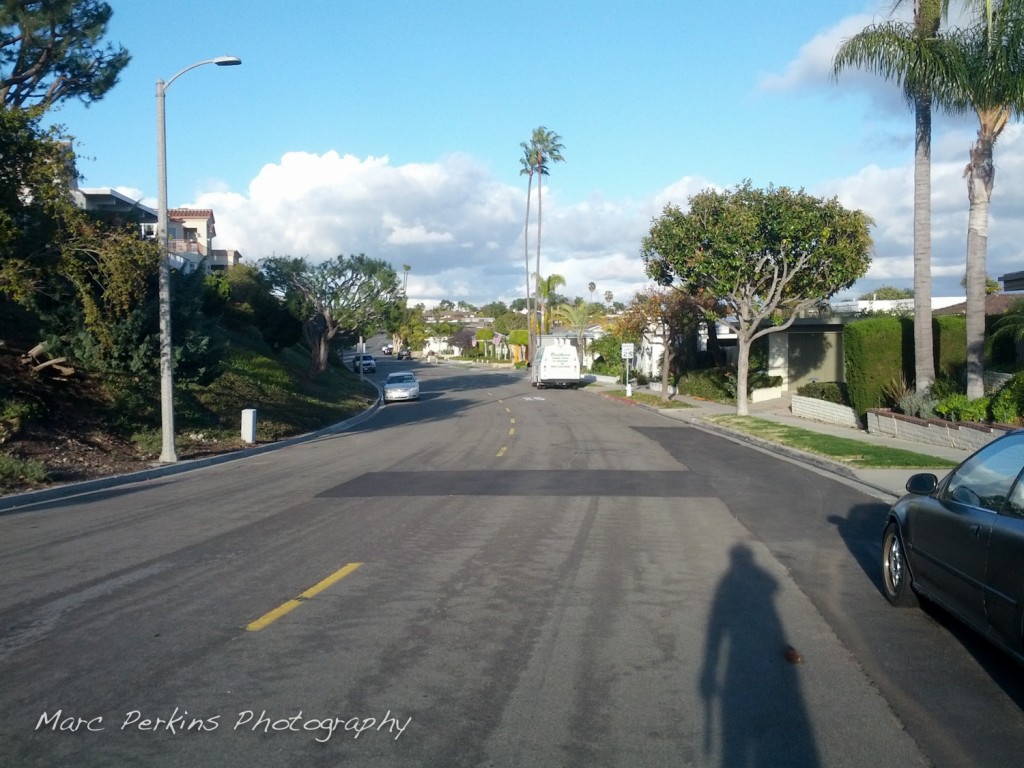 A section of Santiago Drive in Newport Beach that you have to ride on to complete the Back Bay loop.