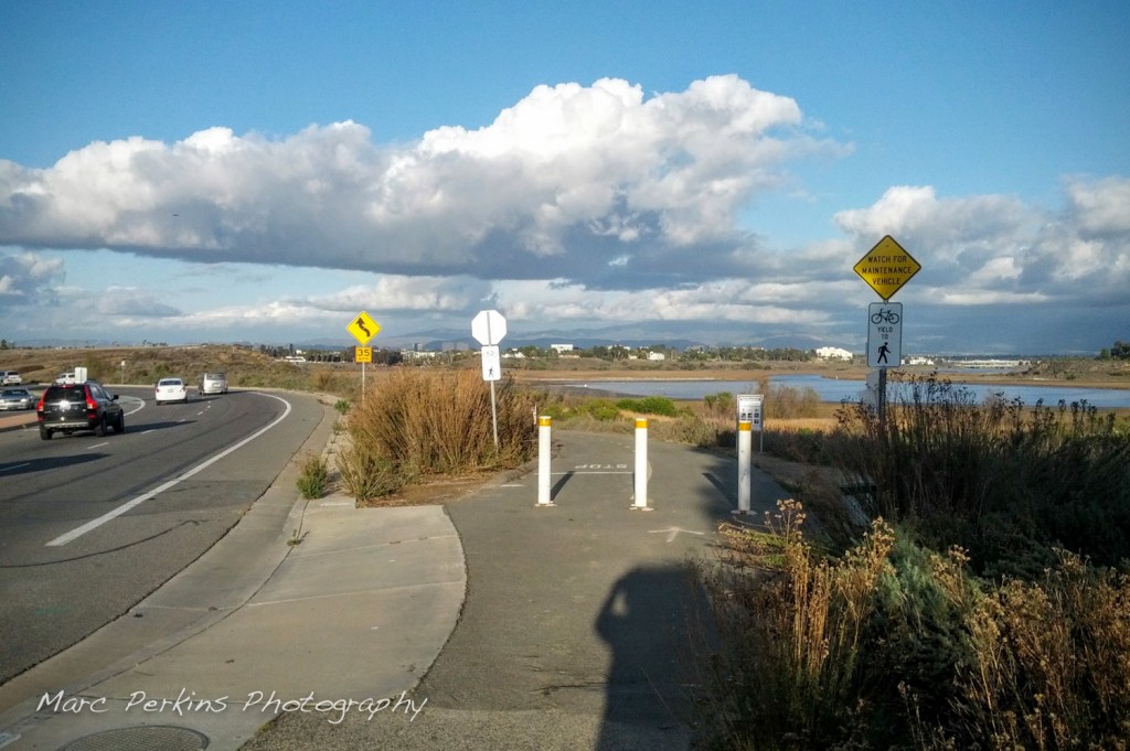 The entrance to the Bayview Trail (part of the Newport Back Bay loop) off of Irvine Ave. near Santiago Drive.