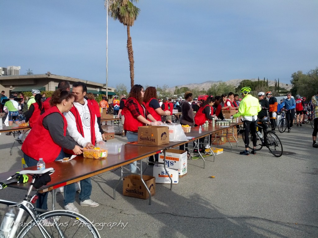 A typical Tour de Palm Springs SAG stop - tons of volunteers and tons of food.