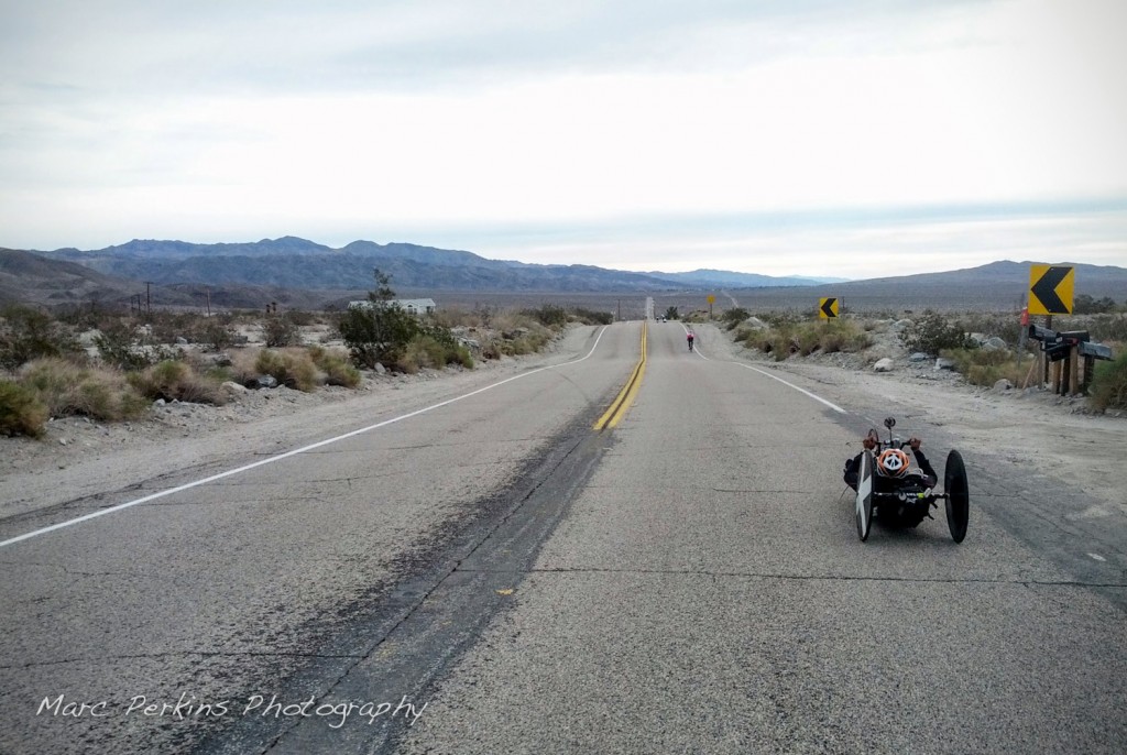 A hand cyclist riding the Tour de Palm Springs century.