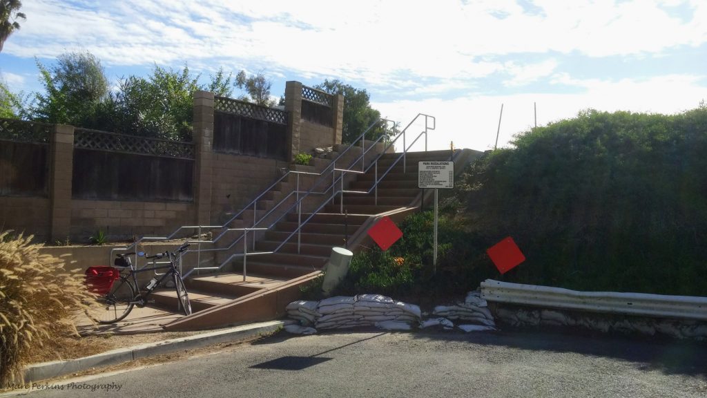 The stairs leading up to Fairview Park at Canary Drive.