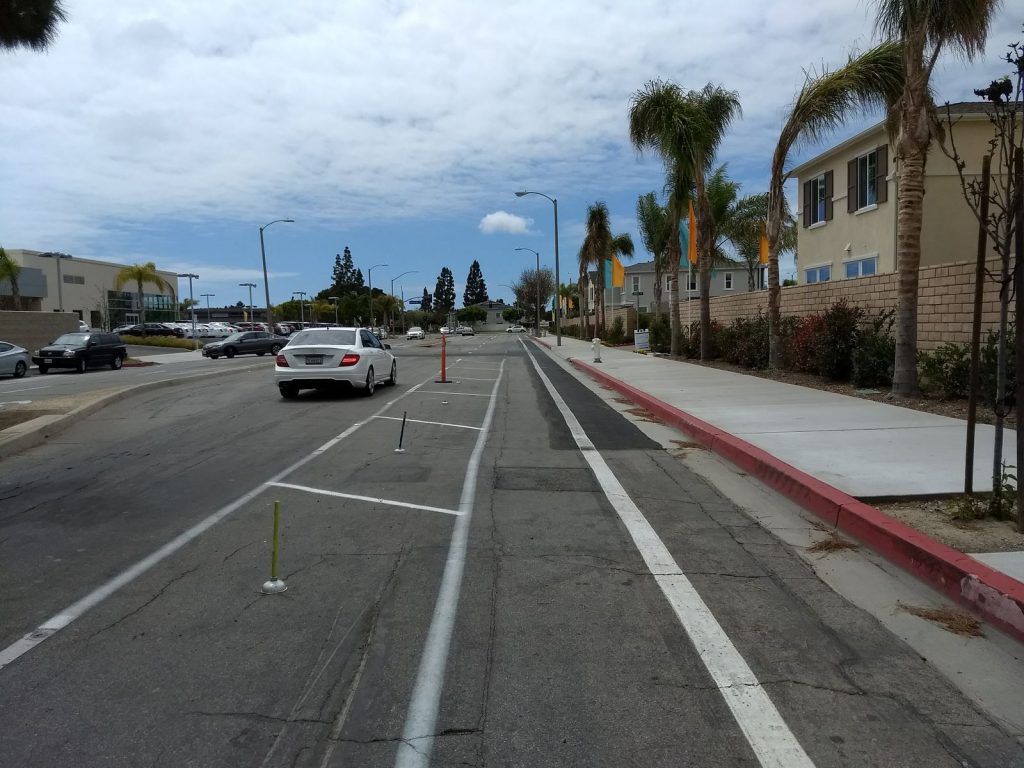 The westbound end of the demonstration left cyclists to fend for themselves at the busy Merrimac and Harbor intersection.