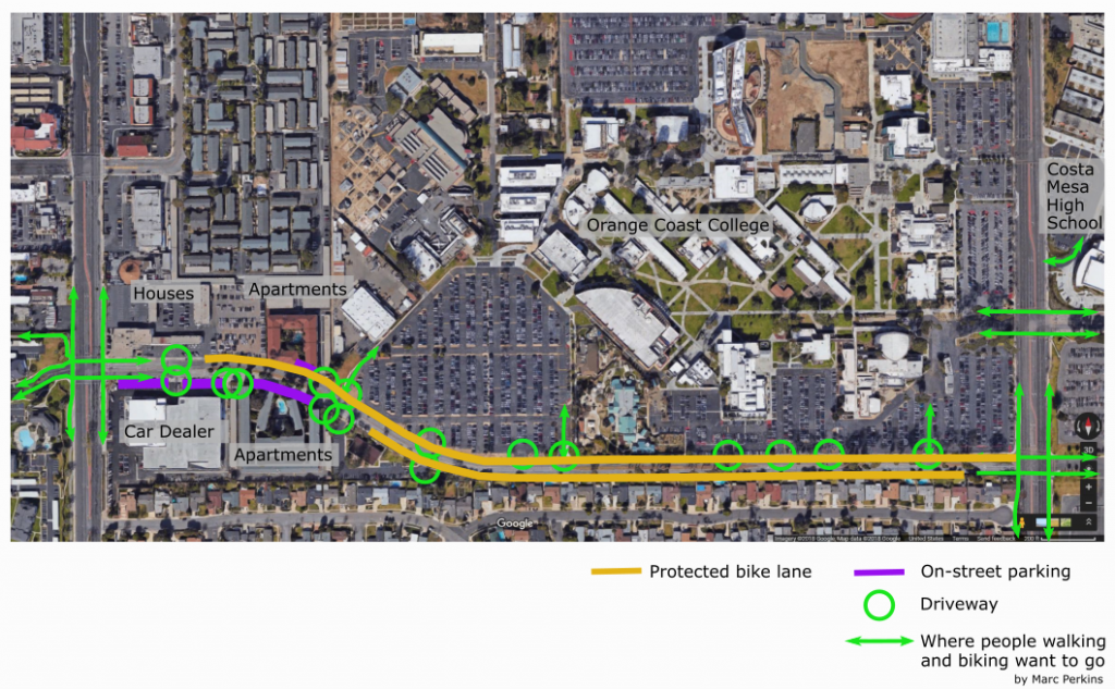 Marked-up satellite image of Merrimac Way.