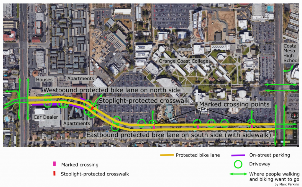 Marked-up satellite image of Merrimac Way.