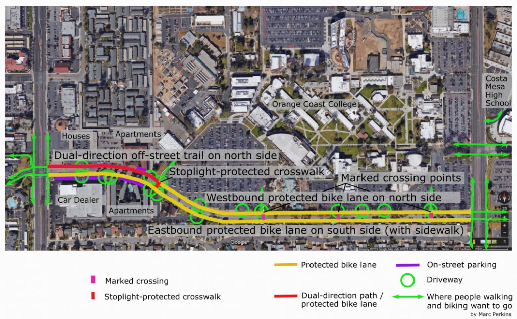 Marked-up satellite image of Merrimac Way.